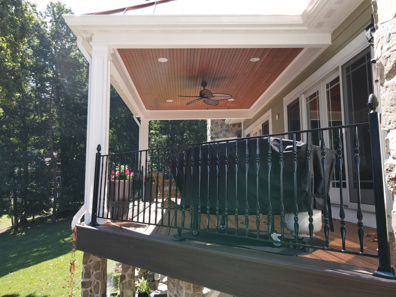Roanoke Metropolitan custom home balcony with ceiling fan and railing by Grace Alon Builders Roanoke Metropolitan custom home balcony with ceiling fan and railing by Grace Alon Builders