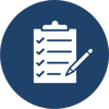 White Checklist Icon on Blue Background