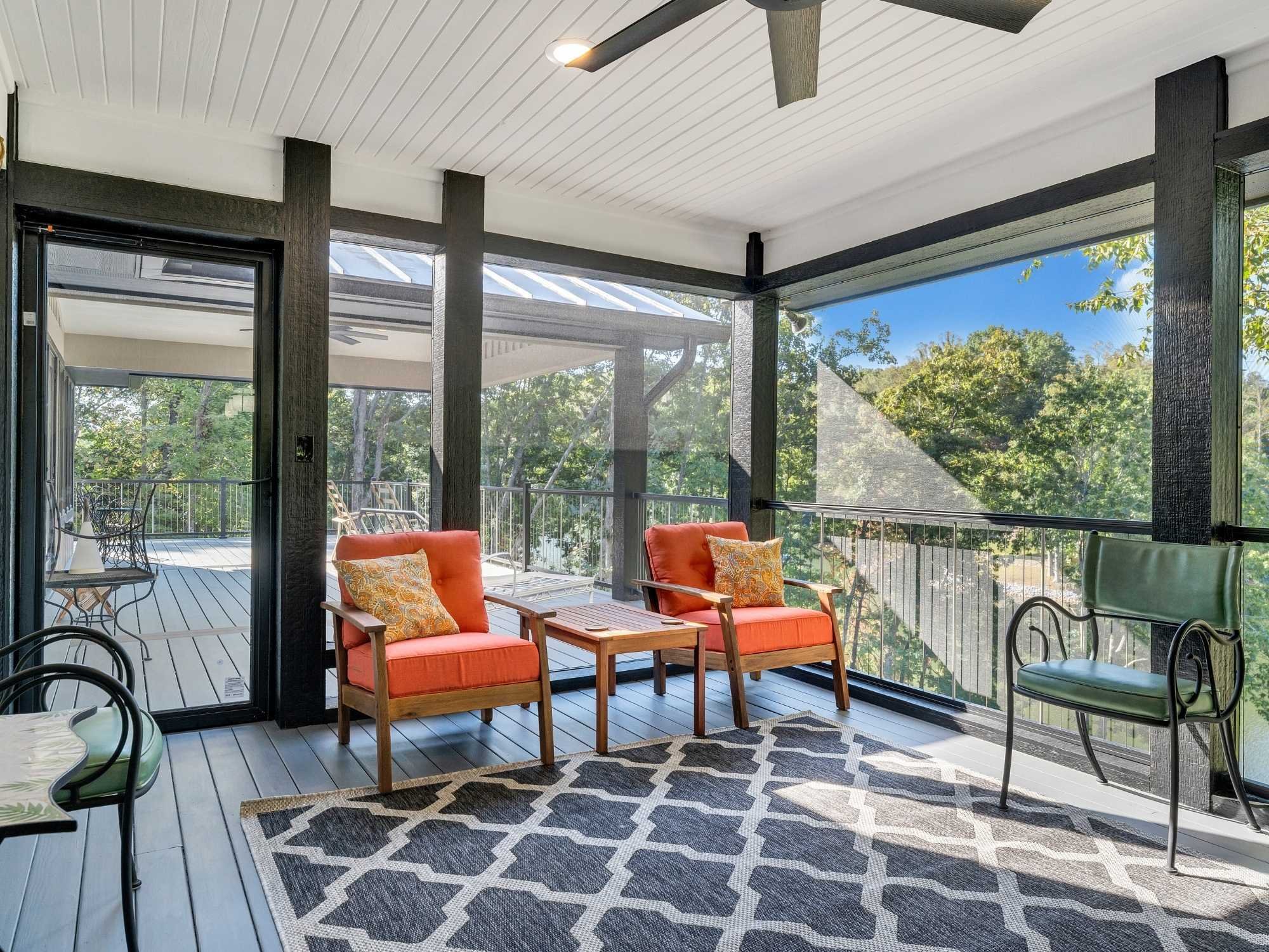 Second-story screen enclosed lounging area in the home addition by Grace Alon Builders Second-story screen enclosed lounging area in the home addition by Grace Alon Builders